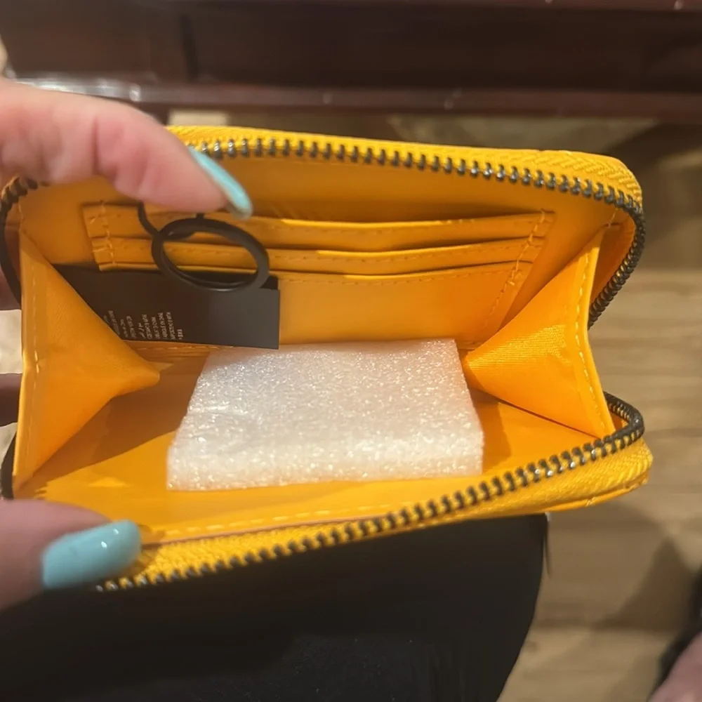Quilted Yellow Zip-Around Wallet - Picture 4 of 5